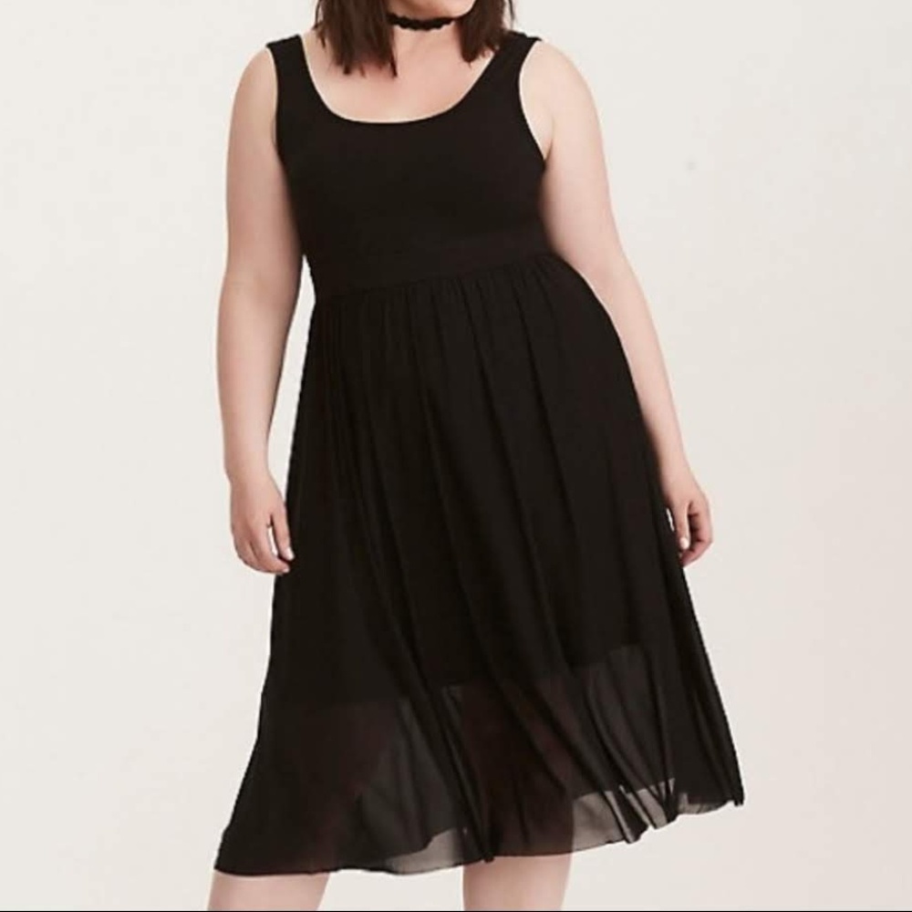 Torrid Knit to Mesh Black Skater Dress
